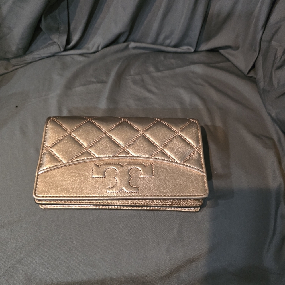 Tory Burch Quilted Metallic Clutch
